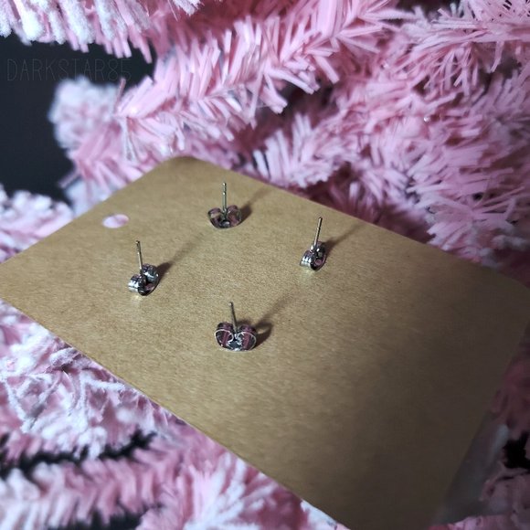 Handmade Polymer Clay Mini Christmas Tree and Bulb Stud Earrings .5" - Picture 4 of 5